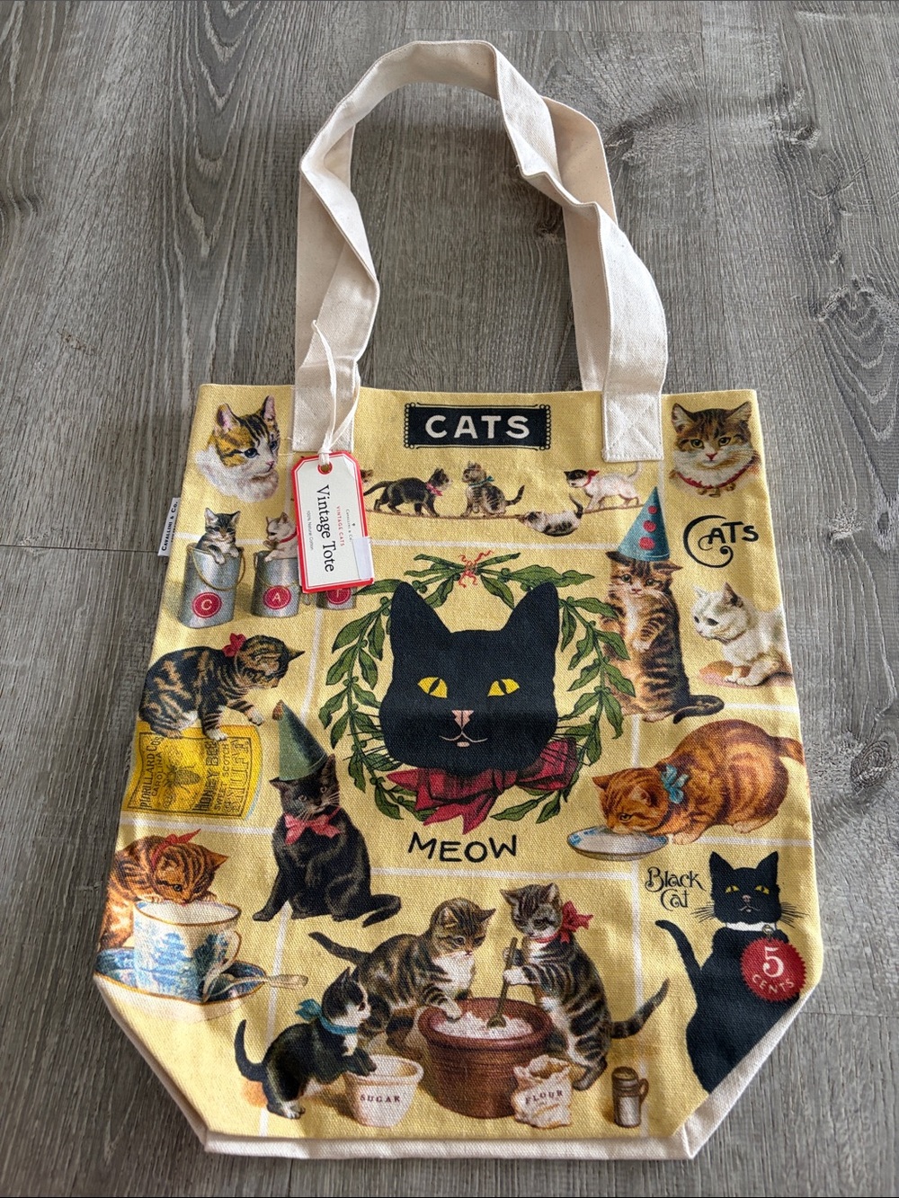 Cavallini & Co Cats Canvas Tote Bag NWT